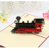 Handmade 3D Pop Up Card Vintage Steam Train Birthday Valentine's Day Anniversary Father's Day Mother's Day 